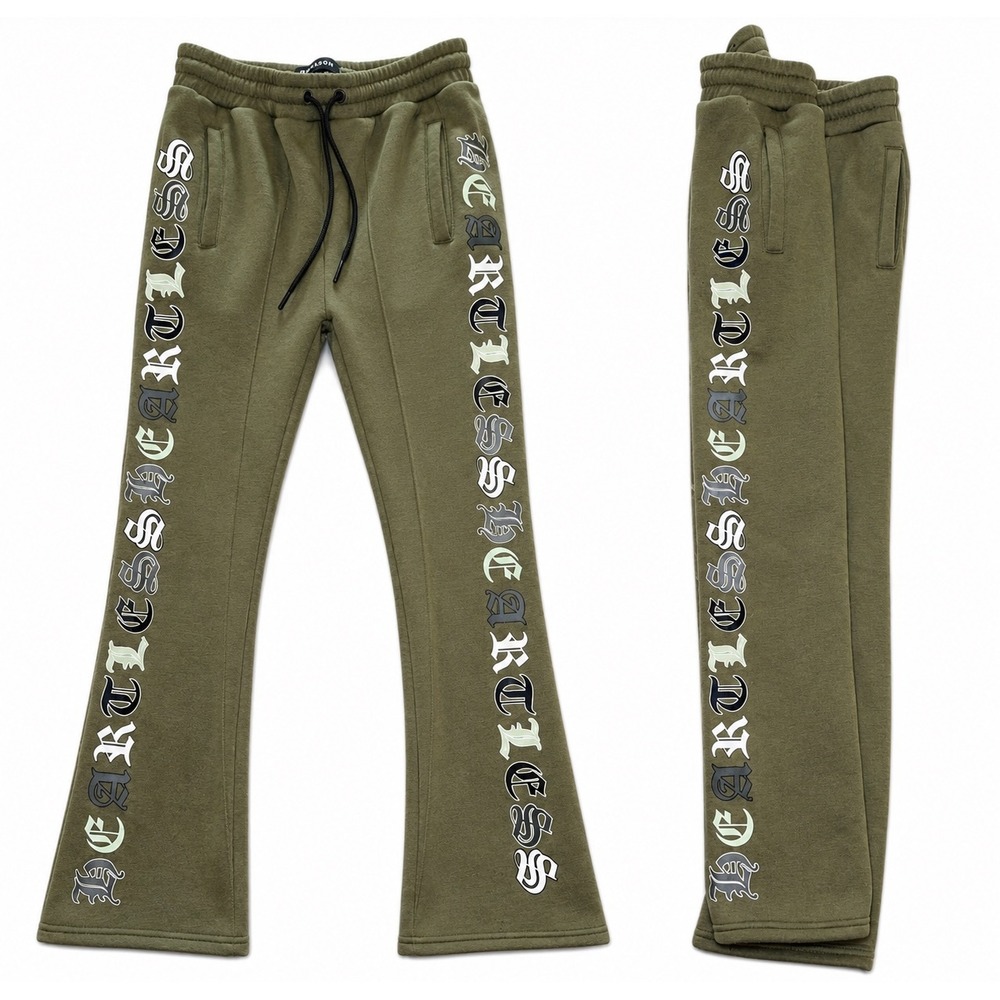 Reason Olive Graphic Joggers Gothic Logo Streetwear joggers Pants Mens L